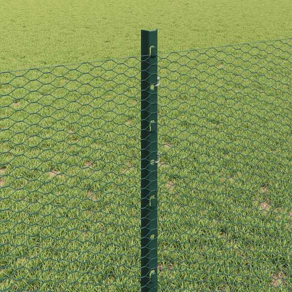vidaXL Fence with Post Green 0.8 x 10 m Steel and PVC