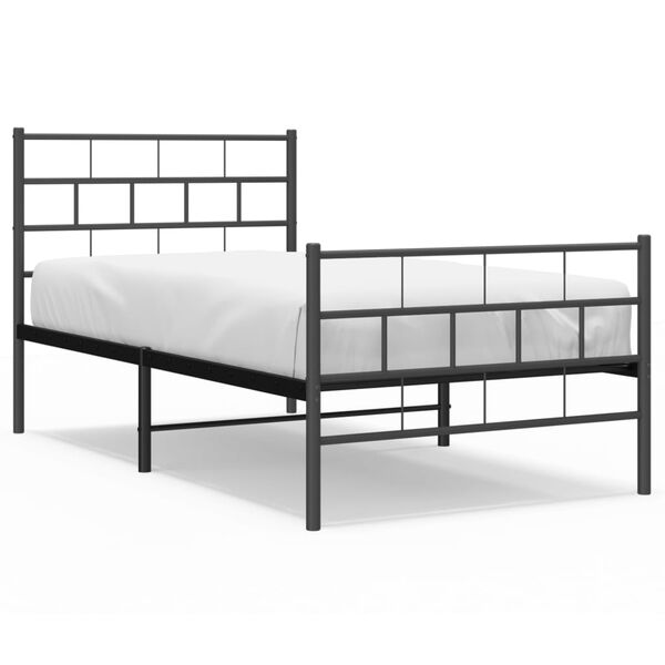 vidaXL Metal Bed Frame without Mattress with Footboard Black 75x190cm