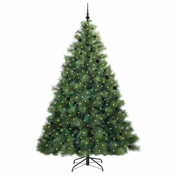vidaXL Artificial Christmas Tree with 300 LEDs Green 240 cm PE and PVC