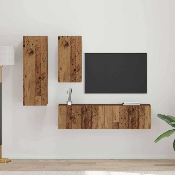 vidaXL TV Cabinet Set Wall-mounted 4 pcs Old Wood Engineered Wood