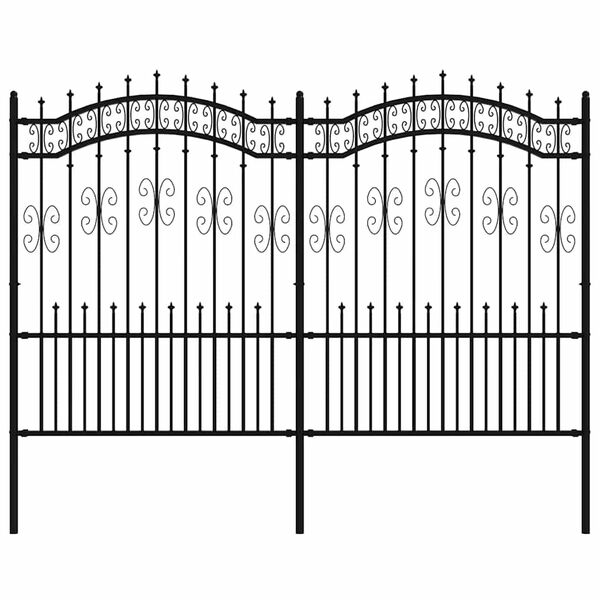 vidaXL Garden Fence Kampen with Spear Top Black 240x150 cm Steel