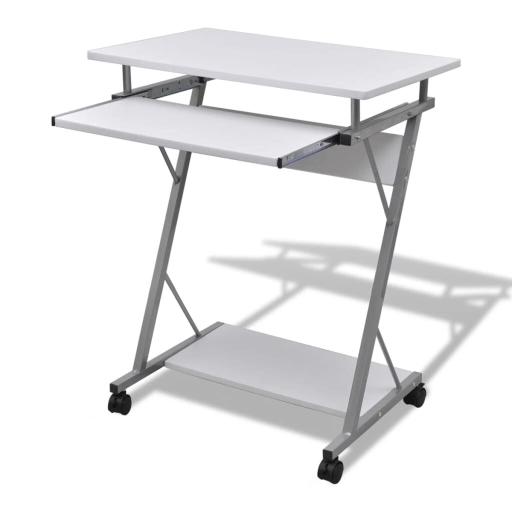 vidaXL Compact Computer Desk with Pull out Keyboard Tray White