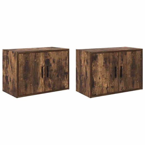 vidaXL Garage Wall Cabinets 2 pcs Smoked Oak Engineered Wood