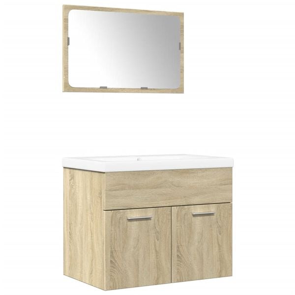 vidaXL 3 Piece Bathroom Furniture Set Sonoma Oak Engineered Wood