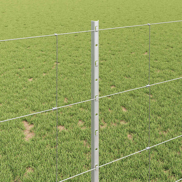 vidaXL Fence with Post Silver 1 x 50 m Steel