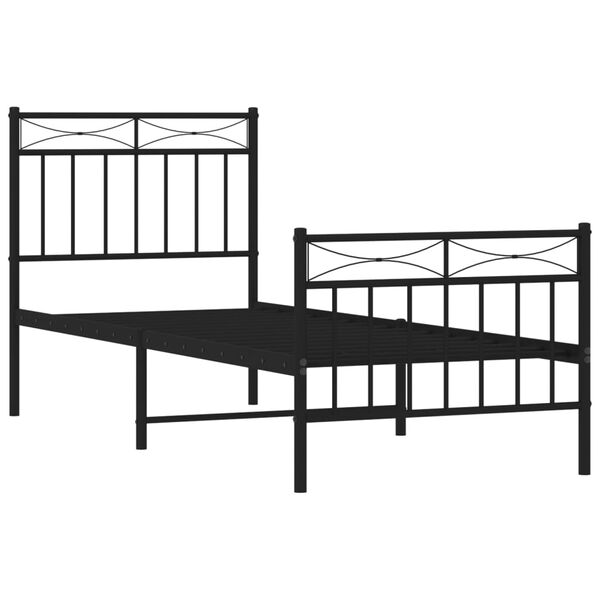 vidaXL Metal Bed Frame without Mattress with Footboard Black 80x200cm