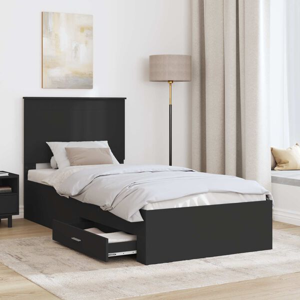 vidaXL Bed Frame Black and Silver 100 x 200 cm Engineered Wood