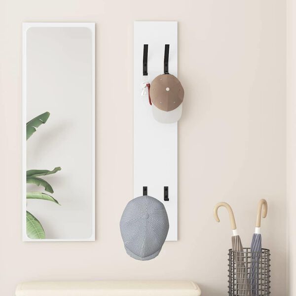 vidaXL Wall-Mounted Coat Rack White 20 x 1.5 x 100 cm Engineered wood