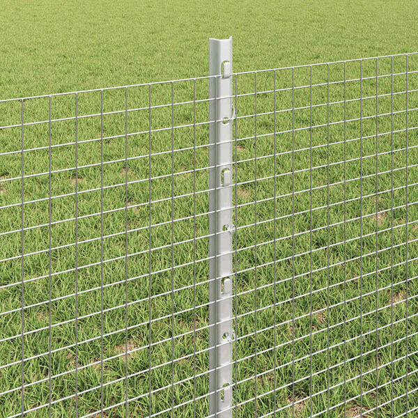 vidaXL Fence with Post Silver 0.6 x 50 m Steel