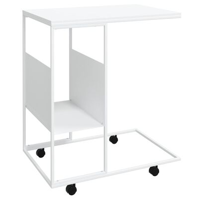 vidaXL Side Table with Wheels White 55x36x63.5 cm Engineered Wood
