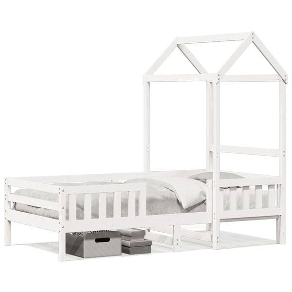 vidaXL Bed Frame with Roof without Mattress White 90x200 cm