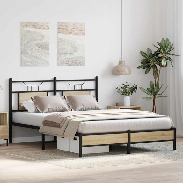 vidaXL Bed Frame without Mattress Sonoma Oak 137x190 cm Engineered Wood