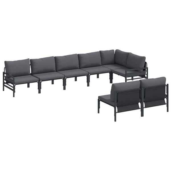 vidaXL Garden Sofa Set with Cushion Anthracite Steel