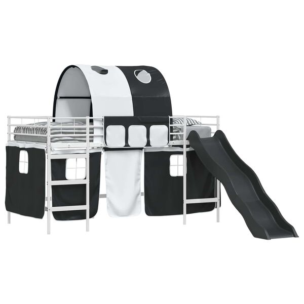 vidaXL Kids'Loft Bed Frame White and Black 80 x 200 cm Metal