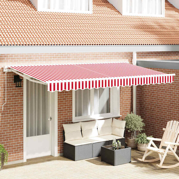 vidaXL Awning Replacement Fabric Red and White 380 x 195 cm Polyester