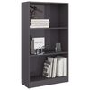 vidaXL 3-Tier Book Cabinet High Gloss Grey 60x24x109 cm Engineered Wood