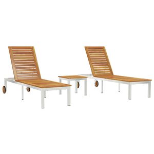vidaXL Lounger 2-person 3 pcs Brown Solid Acacia Wood