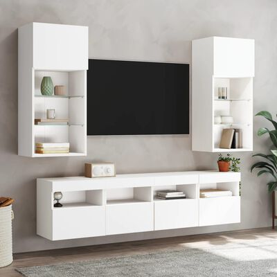 vidaXL TV Wall Cabinet with LED Lights White 40x30x40 cm