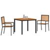 vidaXL Garden Dining Set 3 pcs Black and Brown Poly Rattan