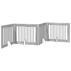 vidaXL Foldable Dog Gate with Stands 4 pcs Grey Sonoma 401 cm