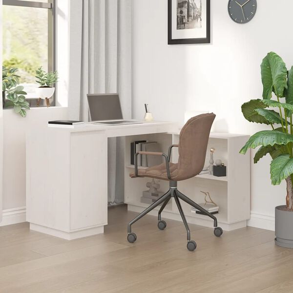 vidaXL Desk White 110x50x75 cm Solid Wood Pine