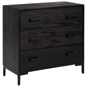 vidaXL Chest of Drawers Black 75x35x70 cm Solid Pinewood