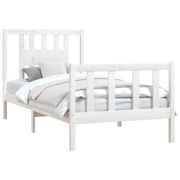 vidaXL Bed Frame without Mattress White Solid Wood Pine 100x200 cm
