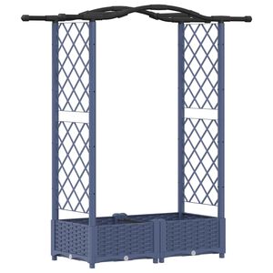 vidaXL Raised Bed with Trellis and Roof Grey 124 x 40 x 125 cm PP