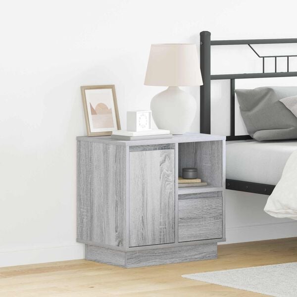 vidaXL Bedside Cabinet Grey 50 x 34.5 x 50 cm Engineered wood