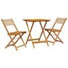 vidaXL 3 Piece Bistro Set Beige Polypropylene and Solid Wood