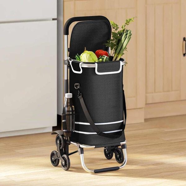 vidaXL Shopping Trolley Folding Black 47 x 39 x 100.5 cm Oxford fabric
