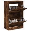vidaXL Shoe Cabinet Smoked Oak 60x34x96.5 cm Engineered Wood