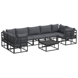 vidaXL Garden Sofa Set with Cushion 8 pcs Black Aluminium
