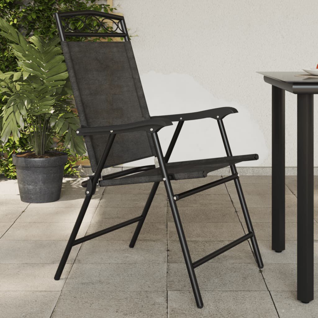 vidaXL Folding Garden Chairs 2 pcs Melange Grey Steel and Textilene