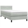 vidaXL Box Spring Bed with Mattress&LED Light Grey 80x210 cm Velvet