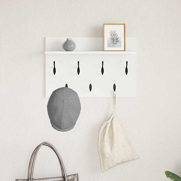 vidaXL Wall-Mounted Coat Rack White 60 x 40 x 12 cm Engineered wood