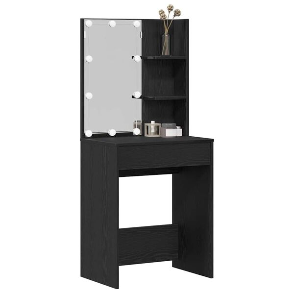 vidaXL Dressing Table Black Oak 60 x 40 x 140 cm Engineered Wood