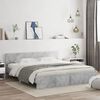 vidaXL Bed Frame with LED without Mattress Concrete Grey 180x200 cm Super King