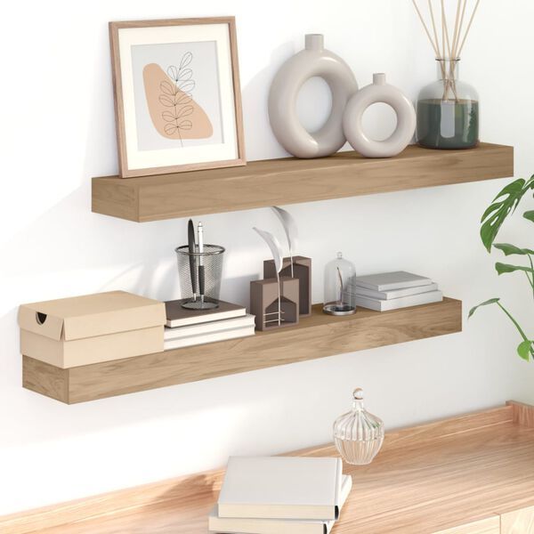 vidaXL Wall Shelves 2 pcs 90x15x4 cm Solid Wood Teak