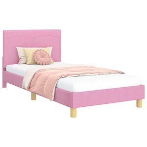 vidaXL Children's Bed Frame with Headboard Pink 90 x 190 cm Fabric