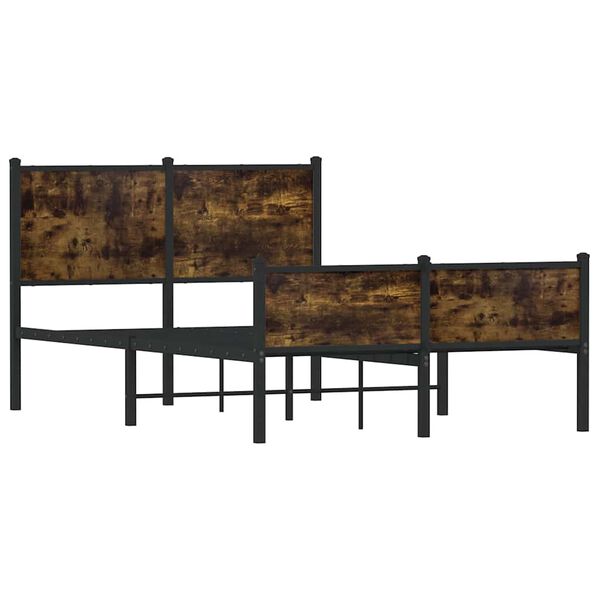 vidaXL Metal Bed Frame without Mattress Smoked Oak 120x200 cm