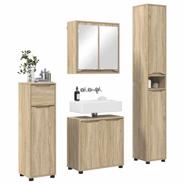 vidaXL Bathroom Furniture Set Manual 4 pcs Sonoma Oak Engineered Wood