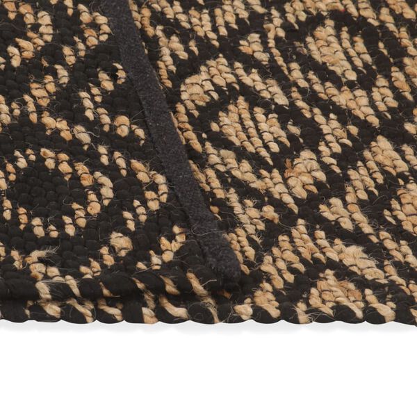 vidaXL Hand-Woven Jute Area Rug Fabric 120x180 cm Natural and Black