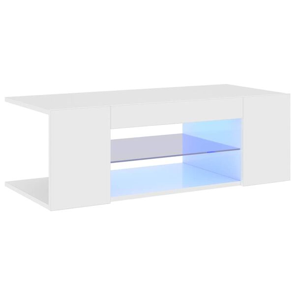 vidaXL TV Cabinet with LED Lights High Gloss White 90x39x30 cm