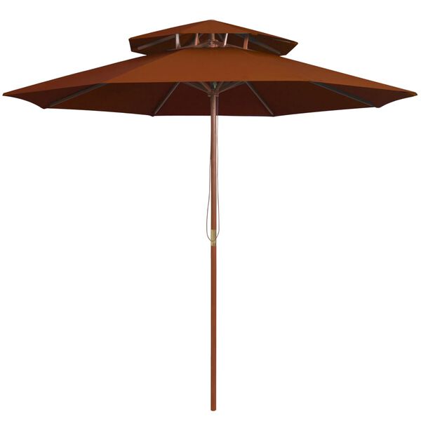 vidaXL Double Decker Parasol with Wooden Pole Terracotta 270 cm