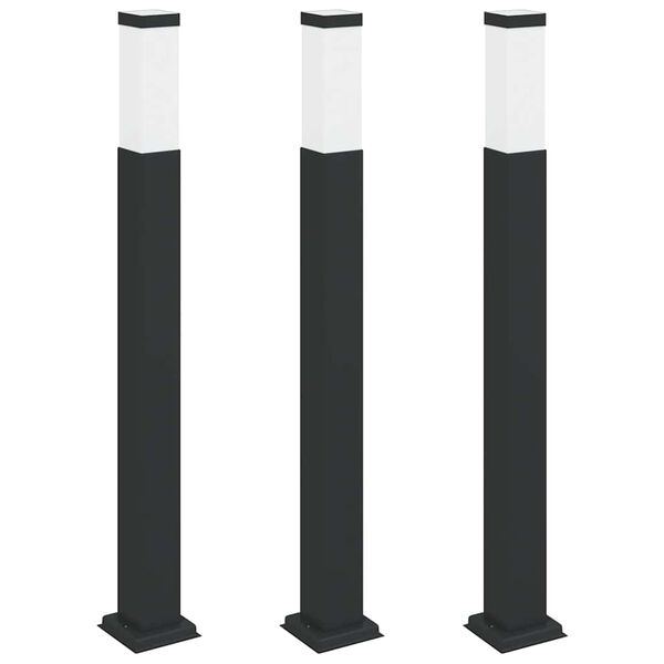 vidaXL Bollard Lights 3 pcs 80 cm Black IP44