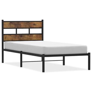 vidaXL Metal Bed Frame without Mattress Smoked Oak 80x200 cm