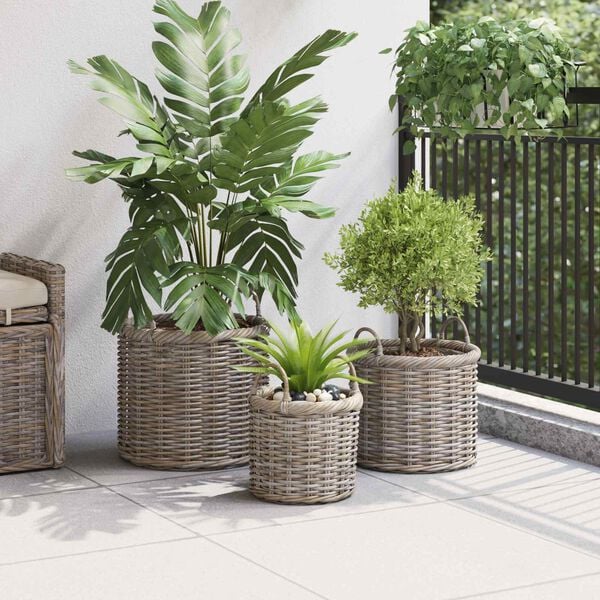 vidaXL Planter Basket with Storage 3 pcs Grey
