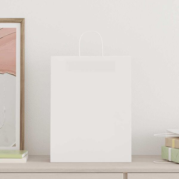 vidaXL Paper Bags 50 pcs with Handles White 32x12x42 cm