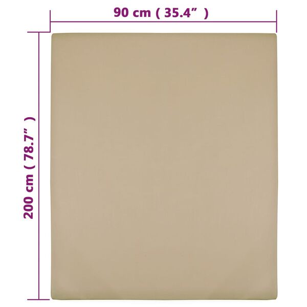 vidaXL Jersey Fitted Sheet Taupe 90x200 cm Cotton